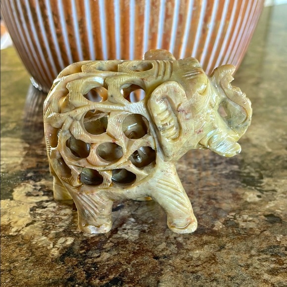 Carved Soapstone Elephant Figurine Gorara Stone Baby Elephant Inside Cute Statue - Picture 1 of 8